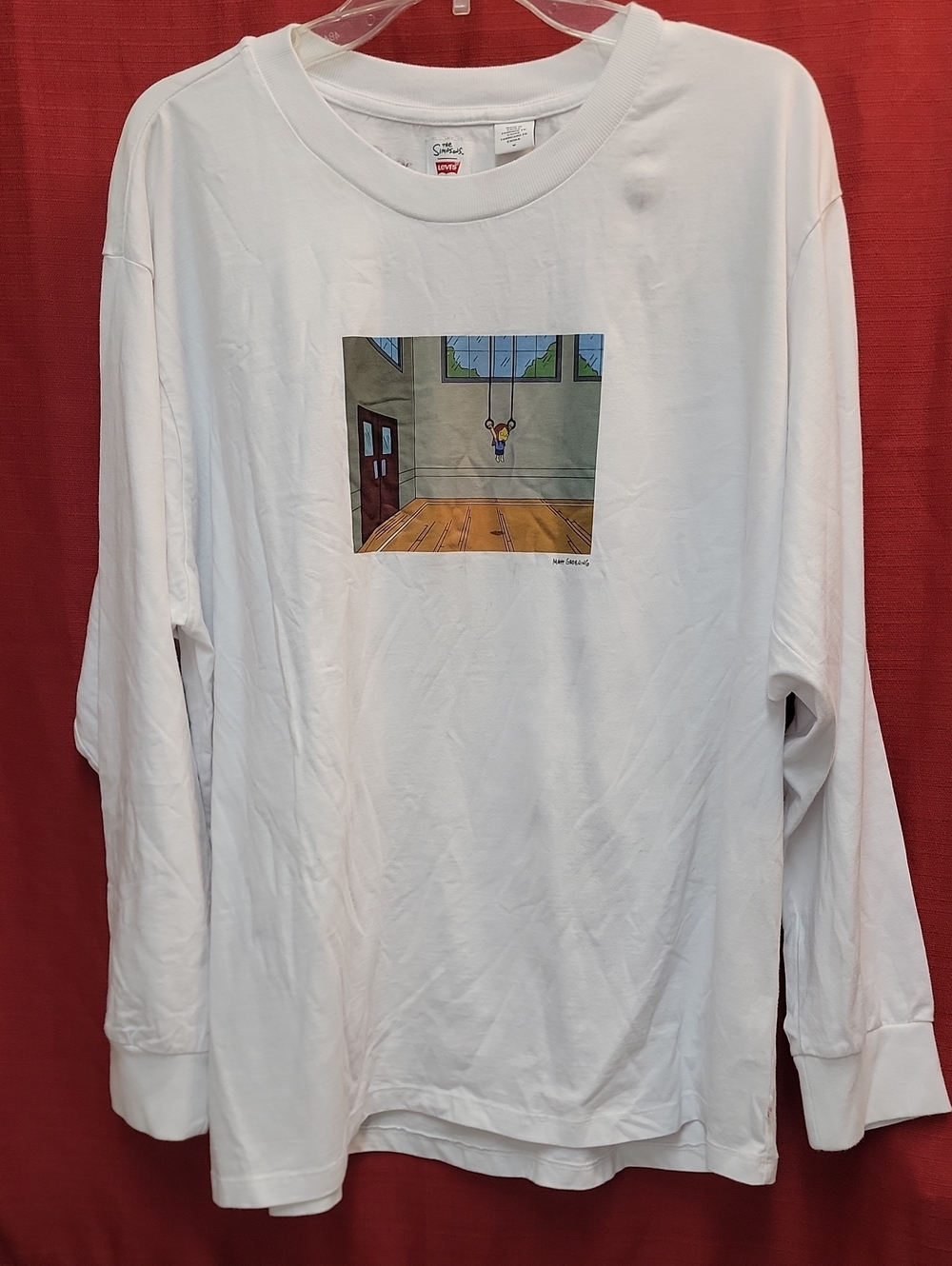Levi's White Long-Sleeve Tee with Center Cartoon Graphic